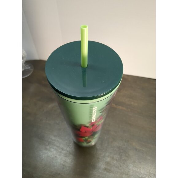 Starbucks Christmas 2021 Green Poinsettia 24oz Tumbler COLOR CHANGE Cold Cup - Picture 2 of 8